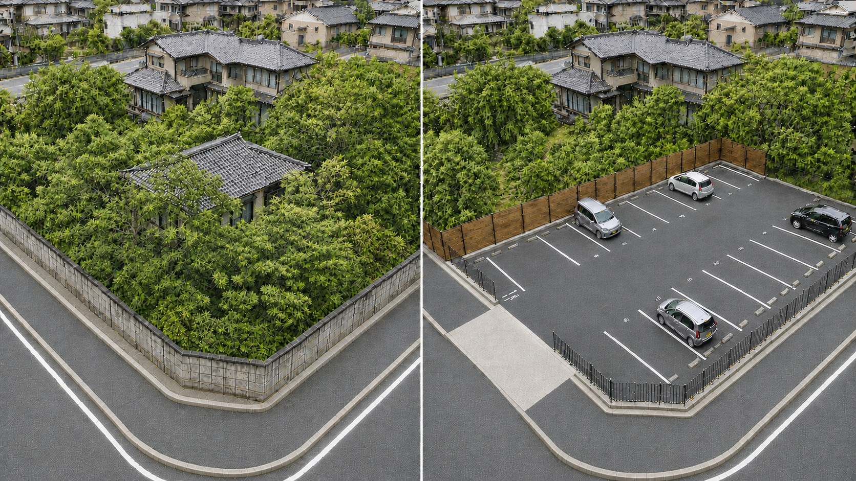 庭の一部を整地して駐車場として土地活用する完成イメージ